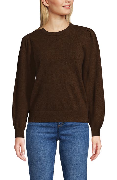 Cashmere Puff Sleeve Crew Neck Sweater