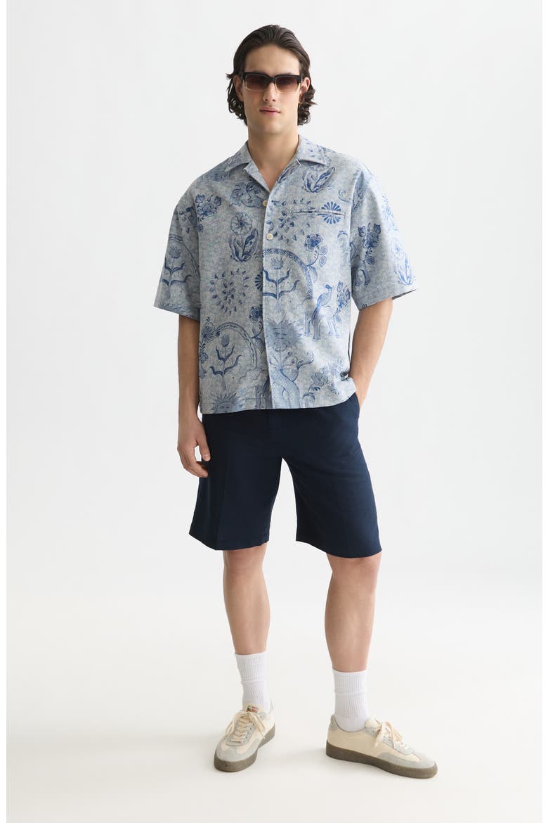 Loose Fit Cotton Camp Shirt, Alternate, color, DELFT TILES BLUE