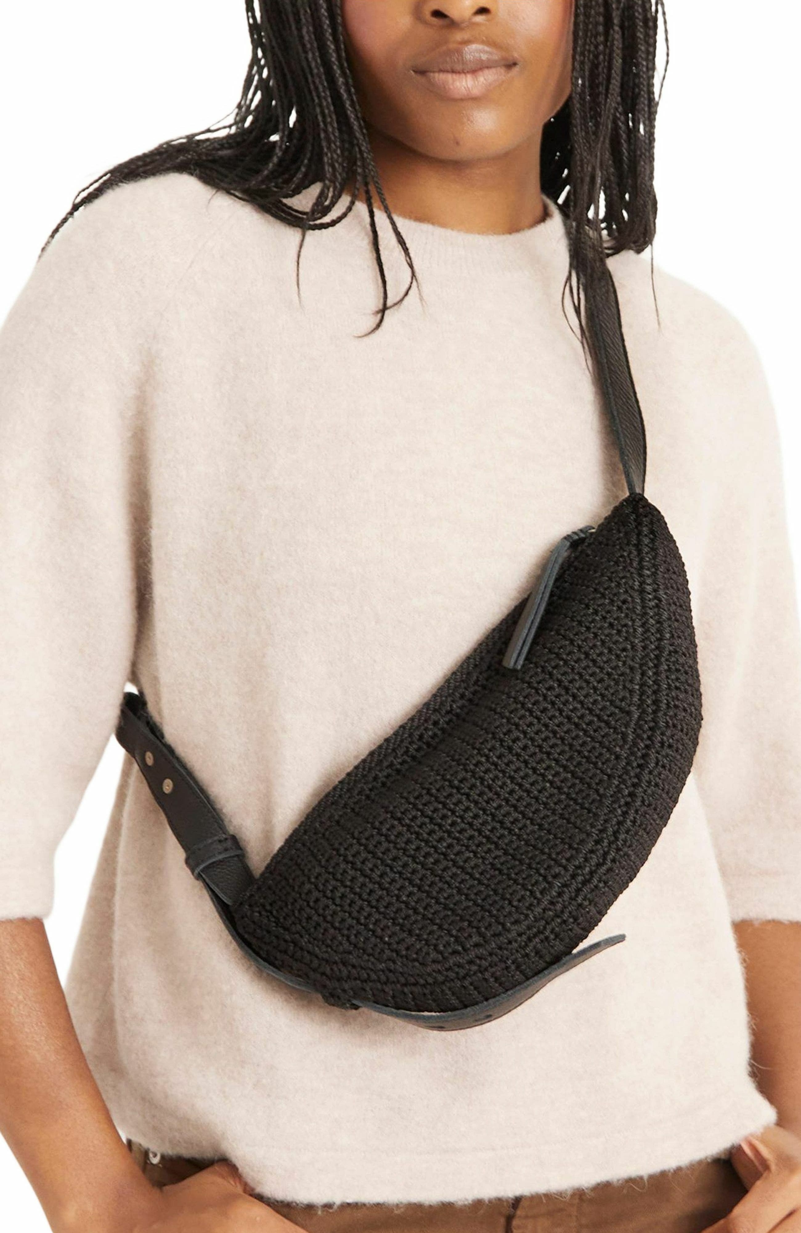 The Sak Tess Sling Hand Crochet Bag, Alternate, color, Black Crochet