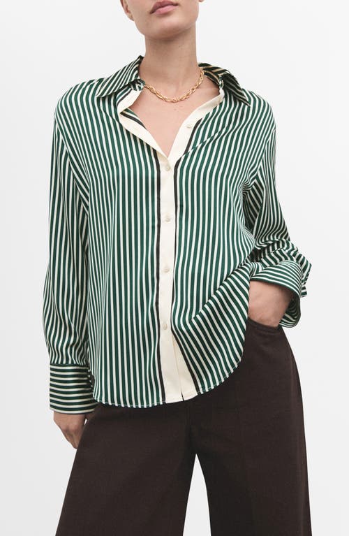 Mango Combined Stripe Button-up Shirt In Green