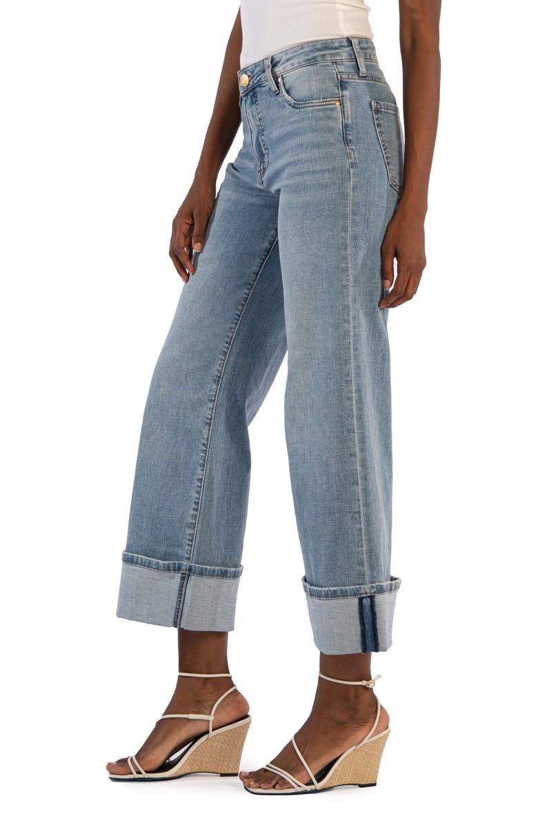 KUT from the Kloth Meg Fab Ab Cuff High Waist Wide Leg Jeans, Alternate, color, Charming