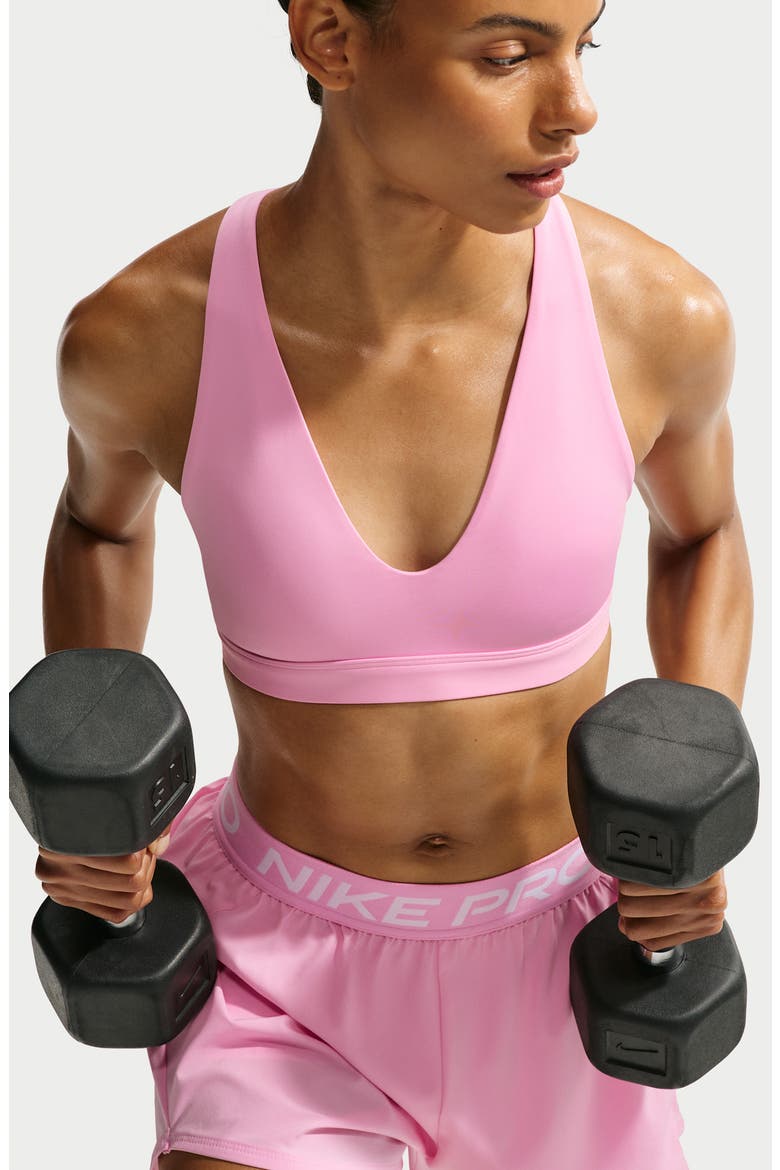 Indy Strappy Dri-FIT Low Impact Sports Bra, Alternate, color, 621 PINK RISE/BLACK