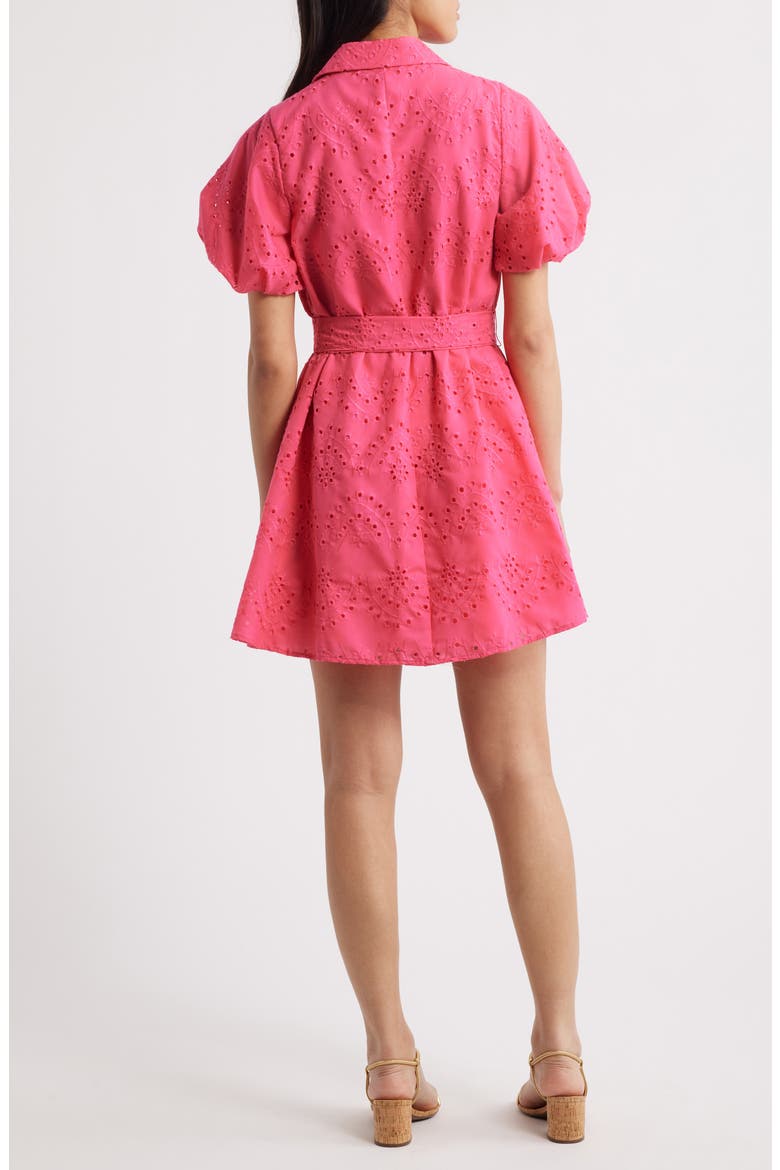 Puff Sleeve Eyelet Shirtdress, Alternate, color, PRETTY PINK
