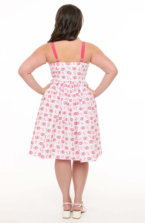 Unique Vintage Plus Size 1950s Sleeveless Swing Dress In White/pink Snail Print