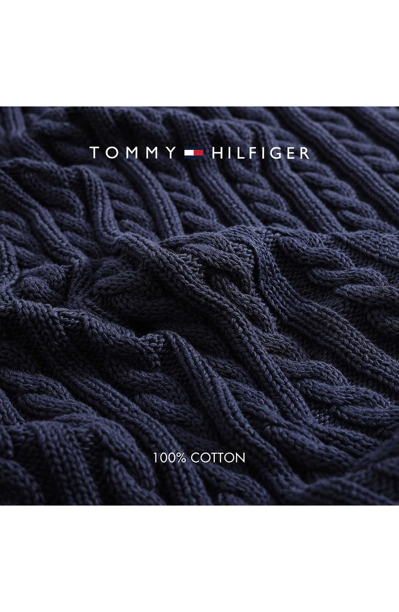 Tommy Hilfiger Cable Knit Throw, Alternate, color, Navy Blue