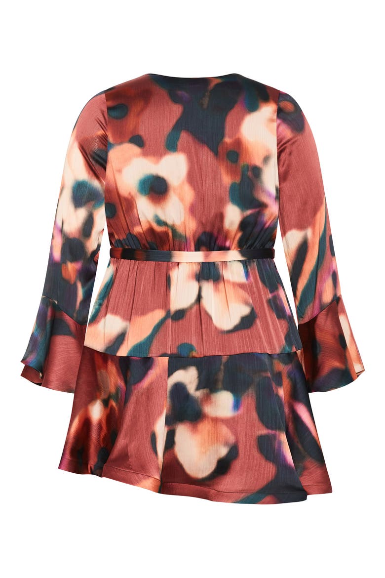 Cherrie Tie Belt Long Sleeve Satin Minidress, Alternate, color, ILLUSION