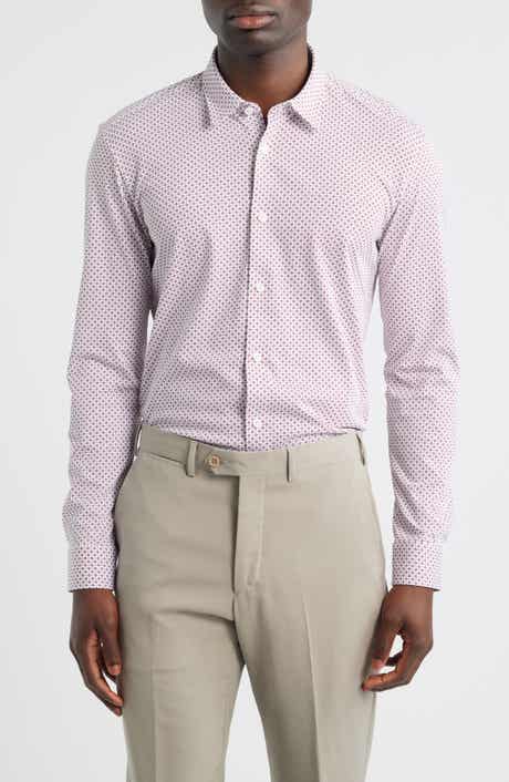 BOSS Geo Print Slim Fit Knit Button-Up Shirt
