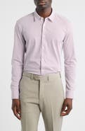BOSS Geo Print Slim Fit Knit Button-Up Shirt