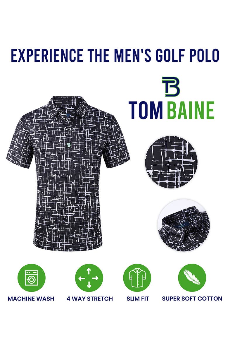 TOM BAINE Patterned Slim Fit Performance Golf Polo, Alternate, color, Purple