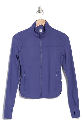 Yogalicious Lux Cityline Cropped Fitted Jacket In Skipper Blue