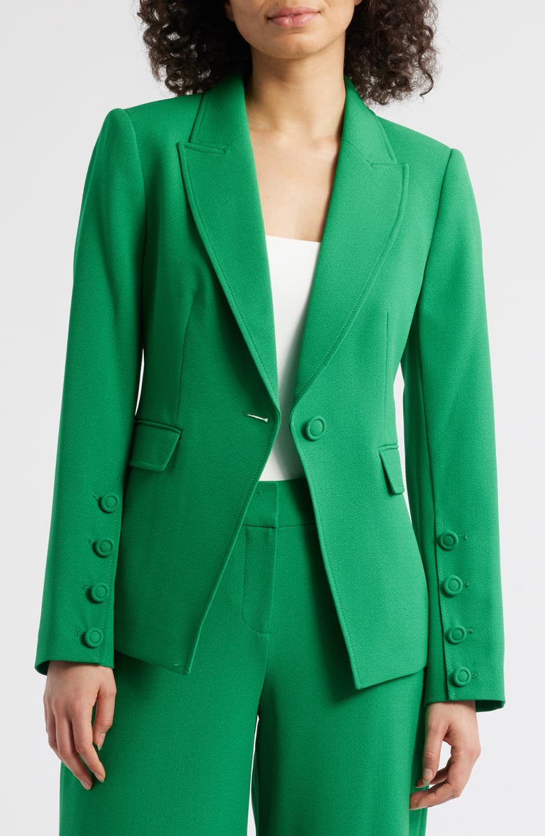 Tahari ASL One-Button Blazer, Alternate, color, Emerald