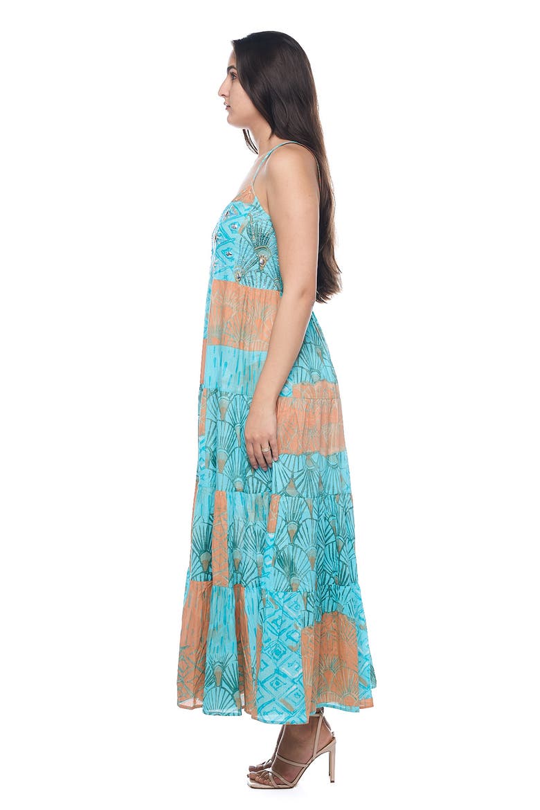 Patchwork Cotton Maxi Sundress, Alternate, color, BROWN