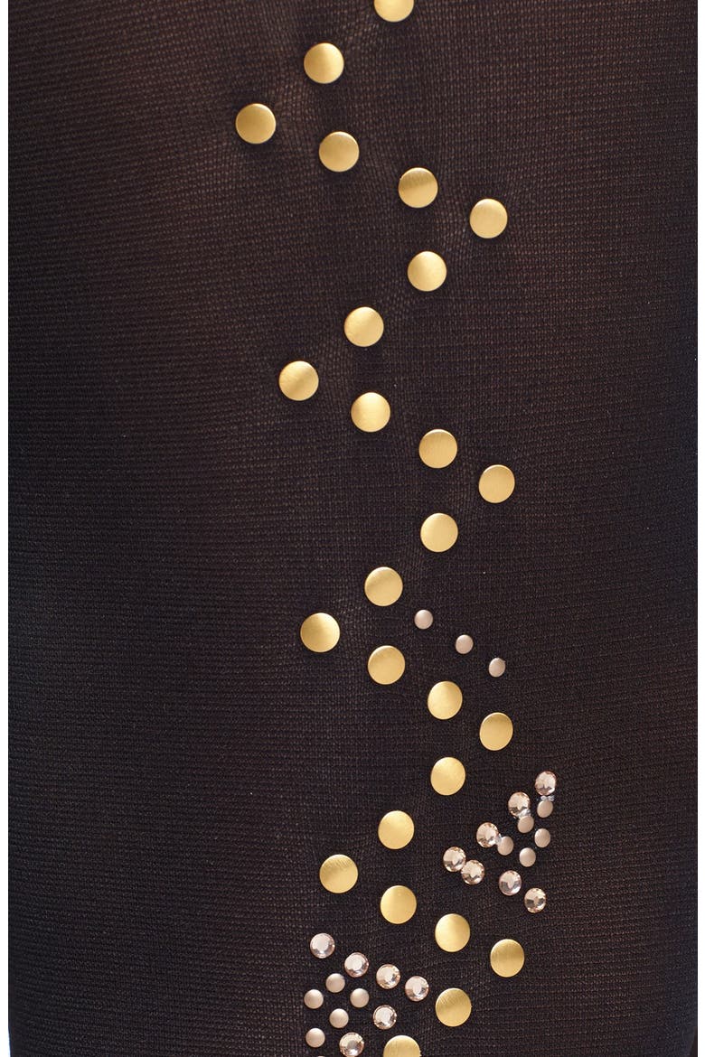 'Glitzy' Embellished Tights, Alternate, color, BLACK/ GOLD