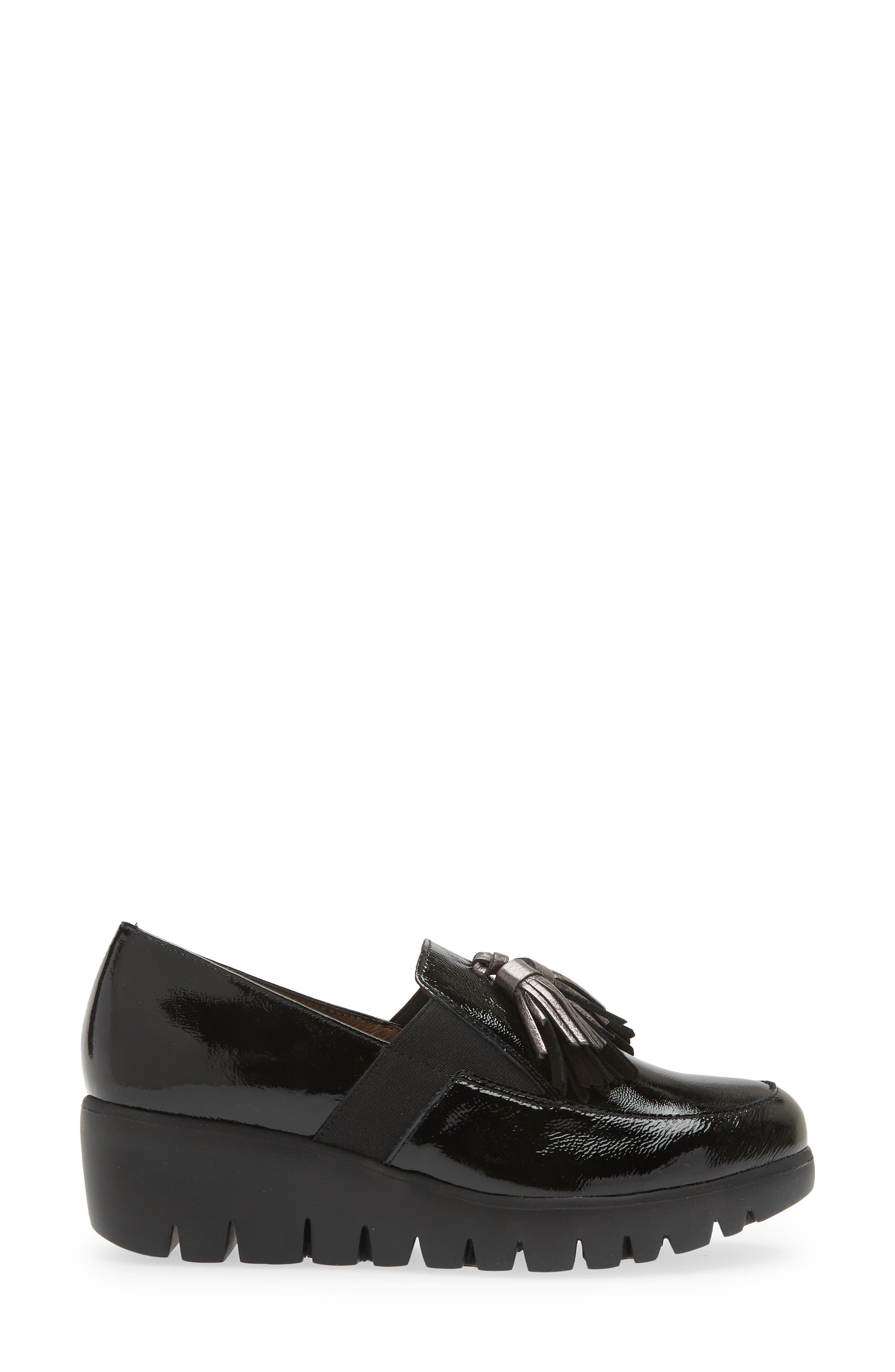 Wonders Loafer Wedge, Alternate, color, Black Lead Combo