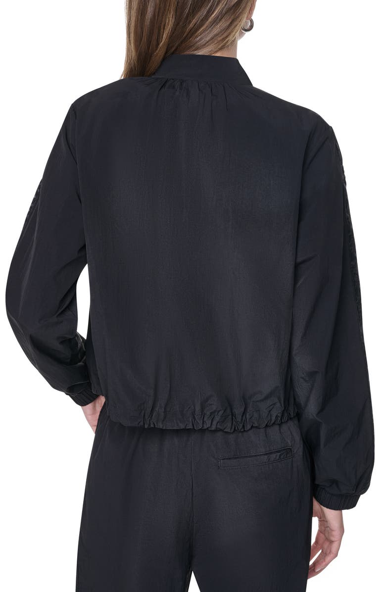 DKNY Logo Trim Nylon Bomber Jacket, Alternate, color, Black
