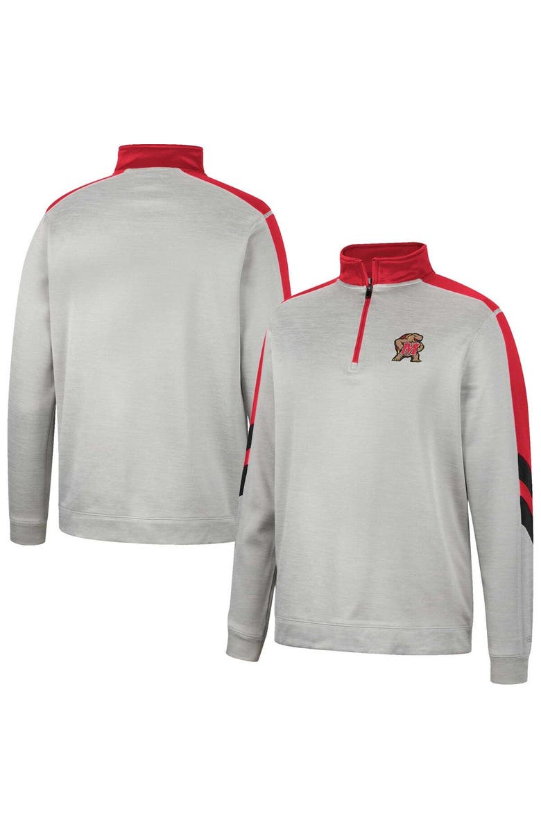 COLOSSEUM Men's Colosseum Gray/Red Maryland Terrapins Bushwood Fleece Quarter-Zip Jacket, Main, color, 