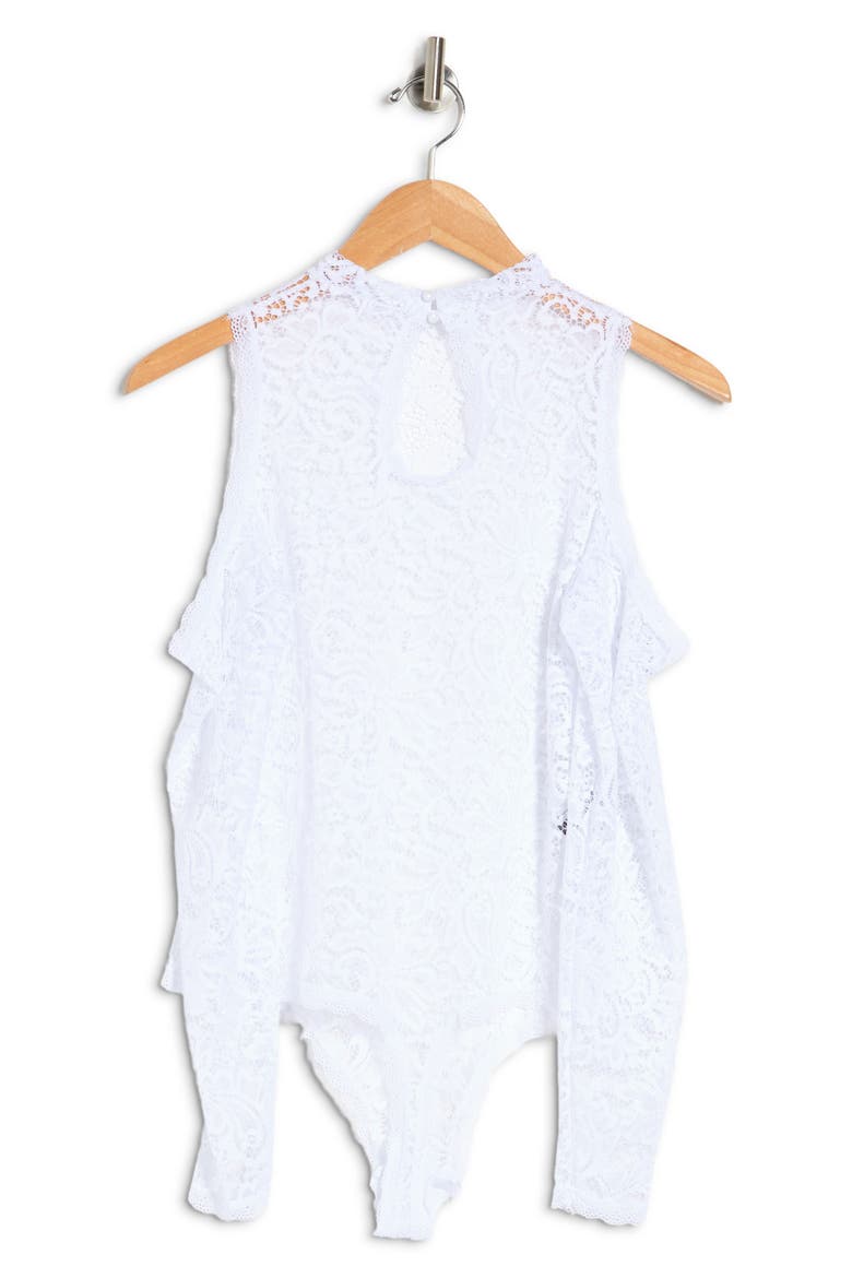 SECRET LACE Cold Shoulder Lace Bodysuit, Alternate, color, WHITE