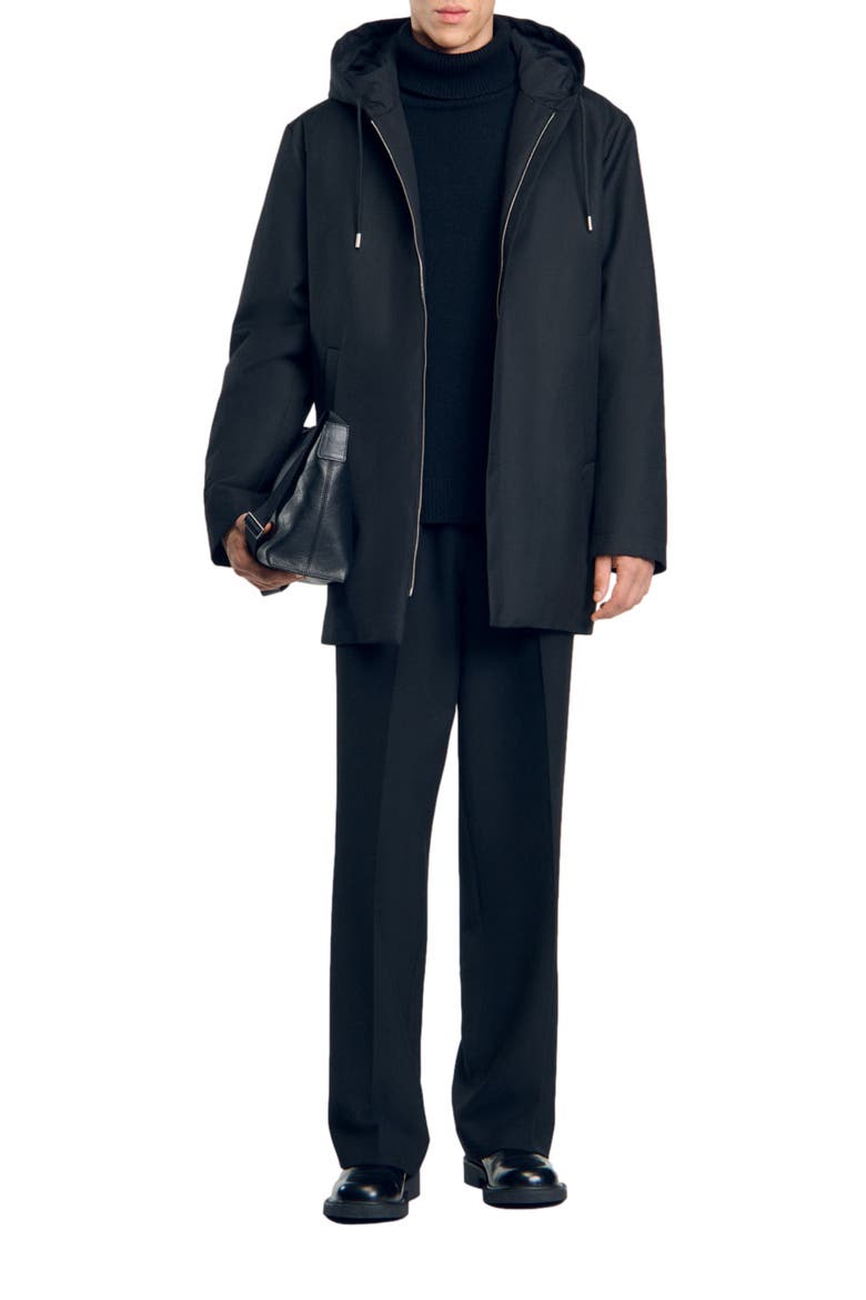 Hooded parka with zip, Alternate, color, Black