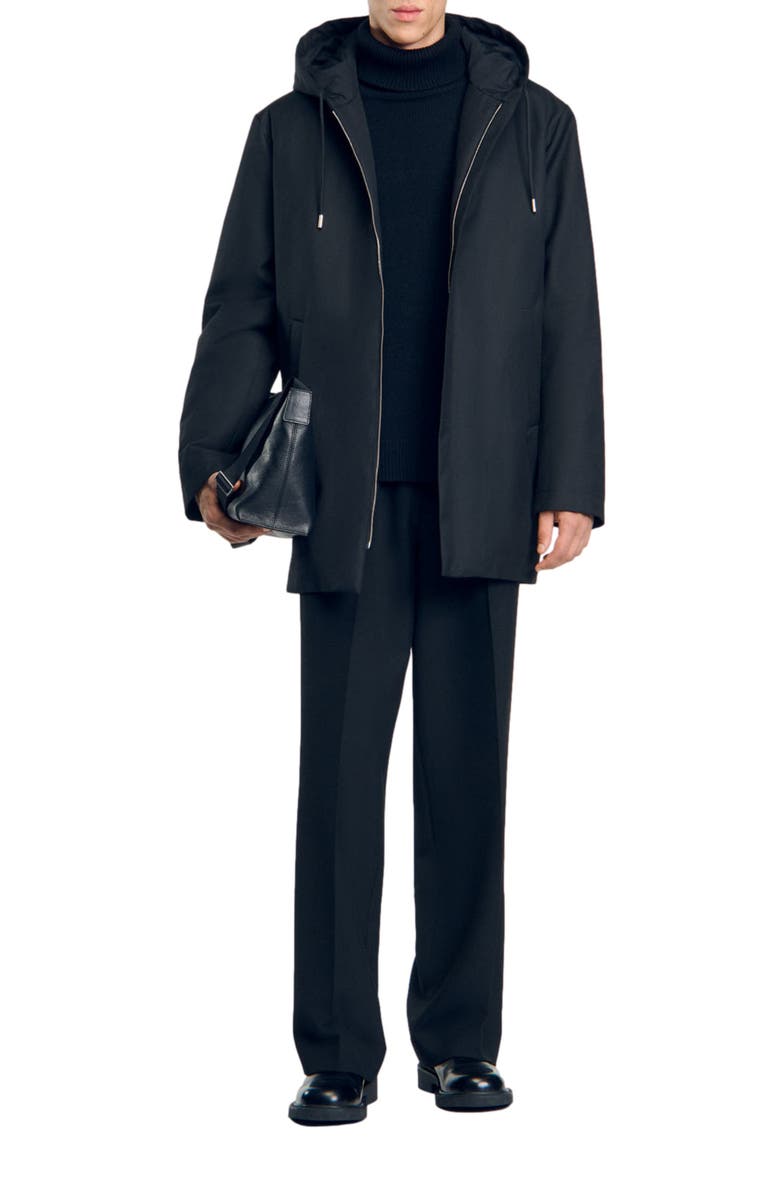 SANDRO Hooded parka with zip, Alternate, color, Black