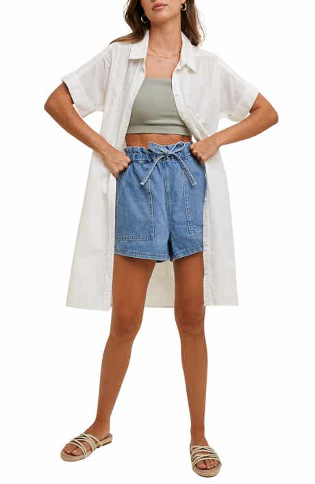 WISHLIST Linen & Cotton Blend Mini Shirtdress