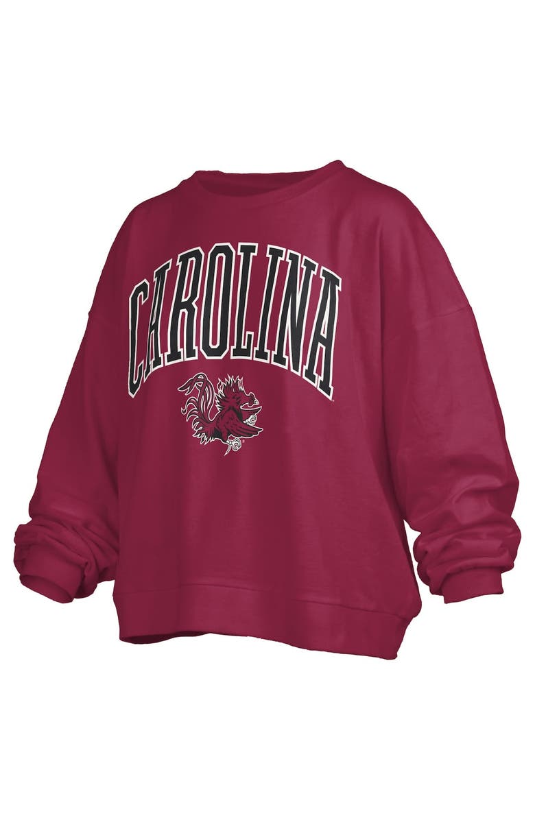 PRESSBOX Women's Pressbox Garnet South Carolina Gamecocks Janise Arch Over Logo Waist Length Oversized Pullover Sweatshirt, Alternate, color, Garnet