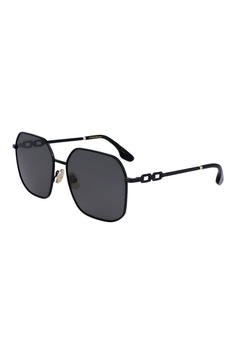 58mm Square Sunglasses, Alternate, color, BLACK
