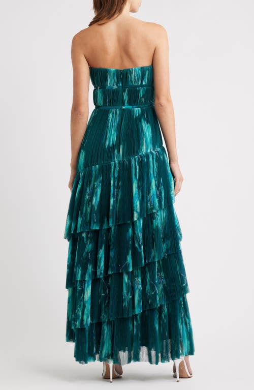 Hutch Strapless Tiered Tulle Gown In Green
