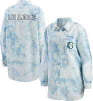 WEAR by Erin Andrews Women's WEAR by Erin Andrews Denim Los Angeles Rams Chambray Acid-Washed Long Sleeve Button-Up Shirt