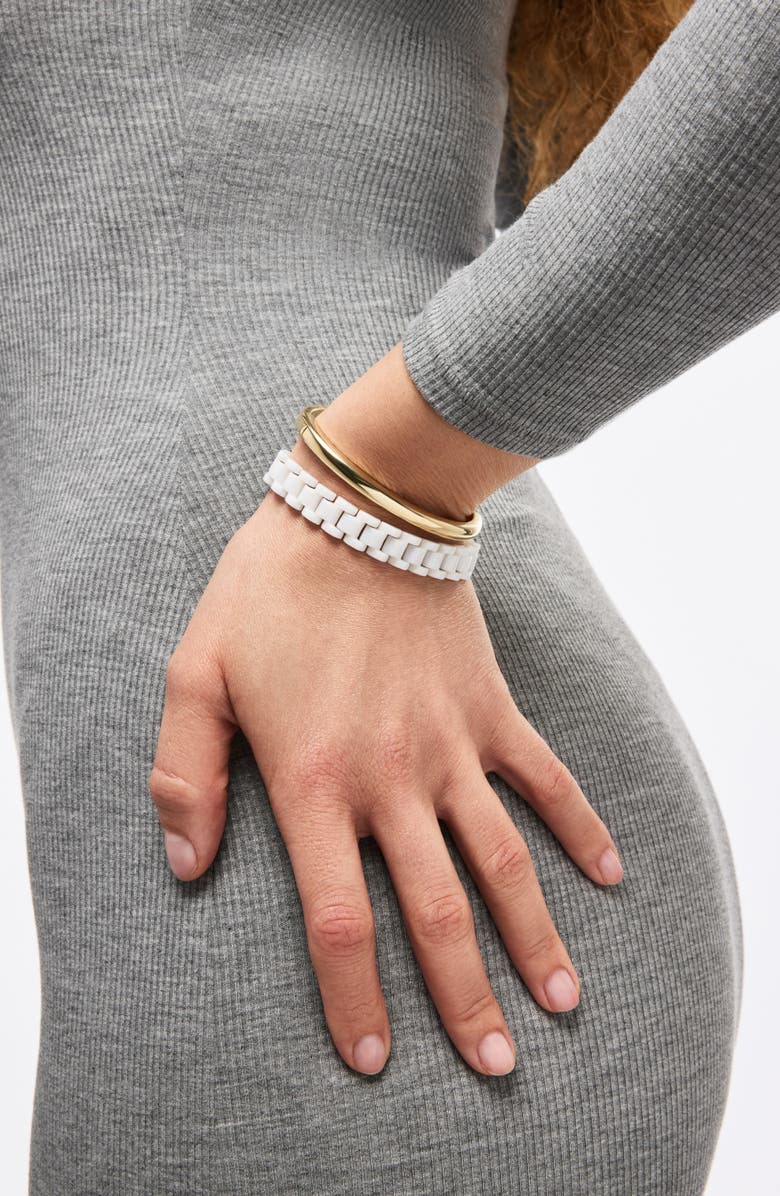 Ana Luisa Ora Ceramic Watchstrap Bracelet, Alternate, color, Gold / White