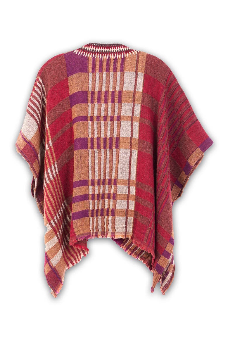 Plaid Topper, Alternate, color, BEIGE/BURGUNDY