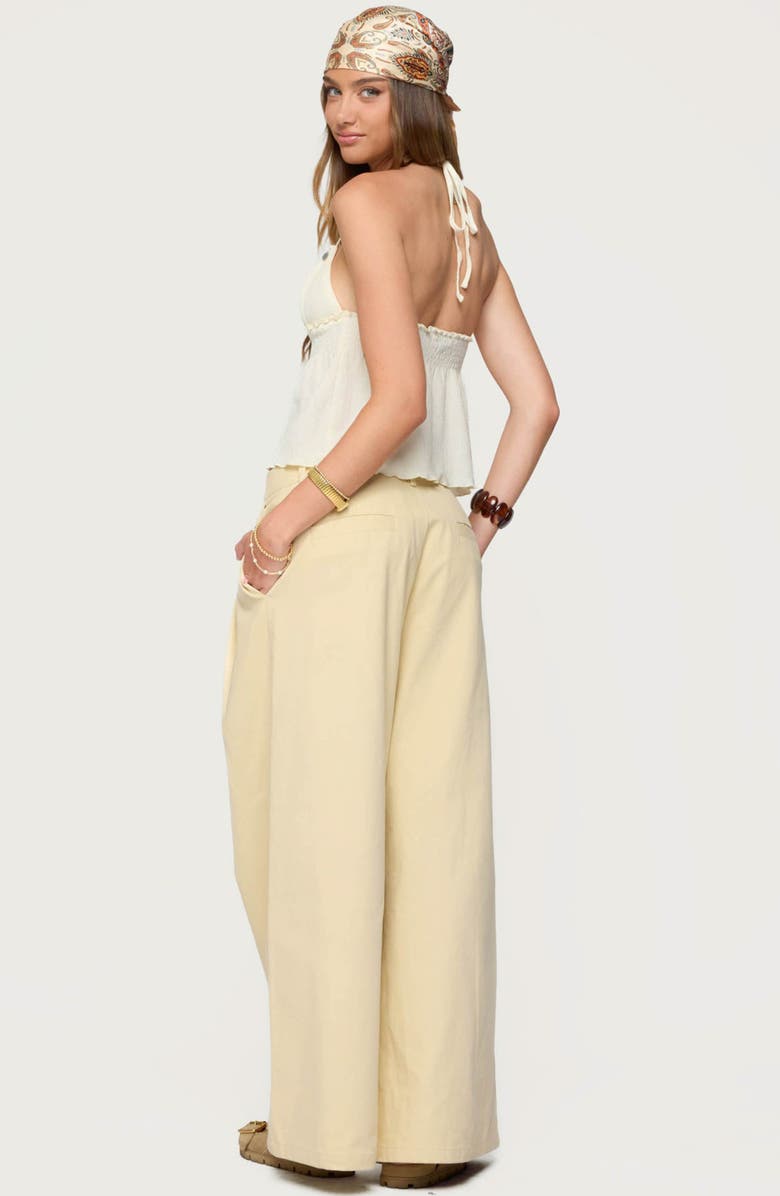 EDIKTED Iridescent Detail Babydoll Halter Top, Alternate, color, Cream