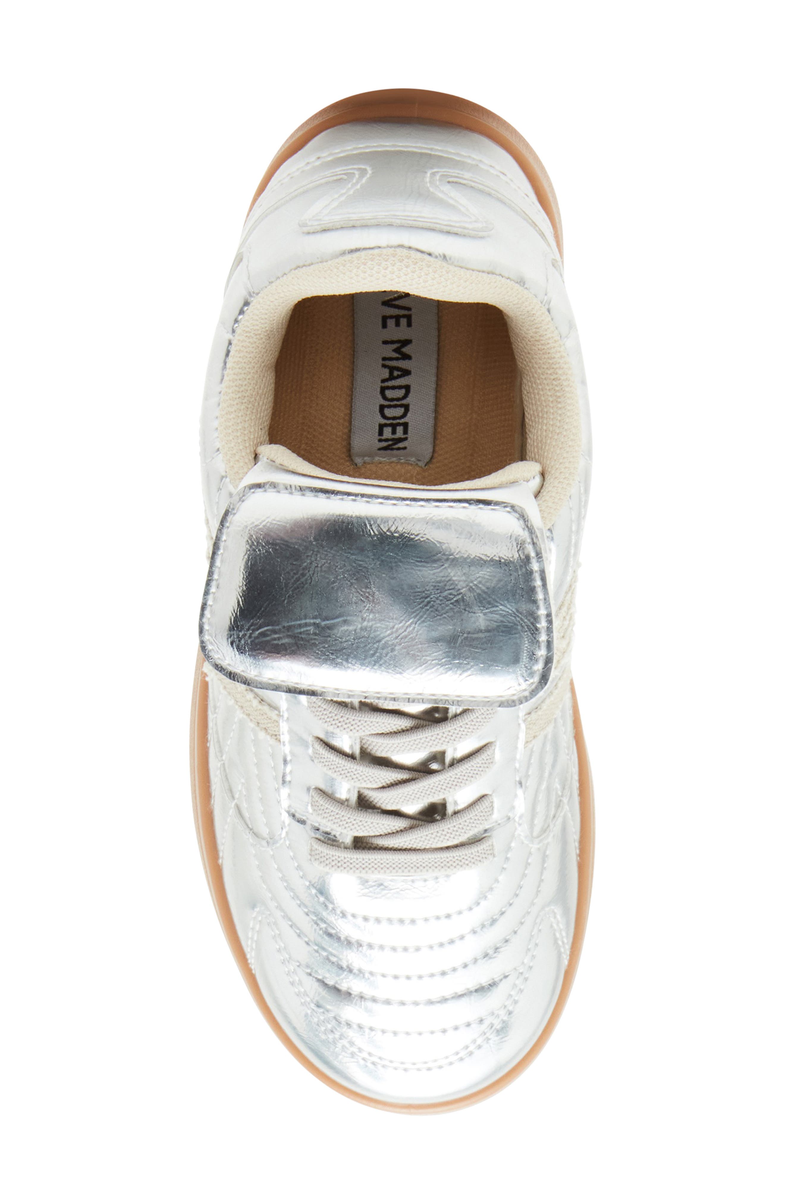 Steve Madden Kids' Kicker Metallic Sneaker, Alternate, color, Silver