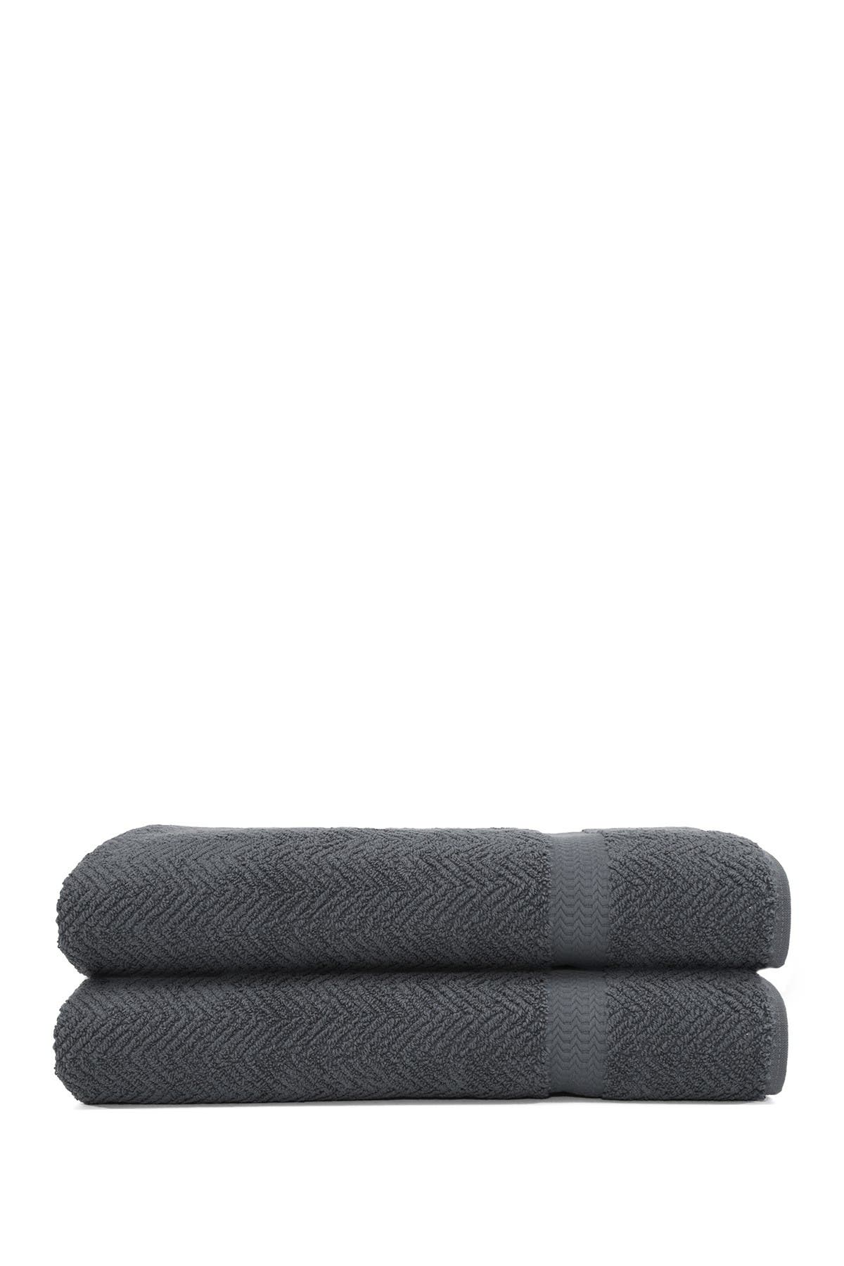 Linum Home Textiles Grey Herringbone Bath Sheet - Set of 2