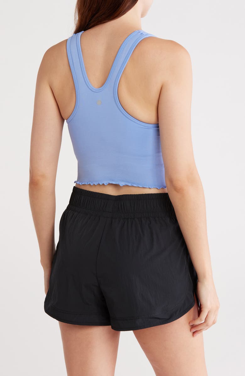 YOGALICIOUS Seamless Hollywood Lettuce Edge Racerback Bralette, Alternate, color, Grapemist