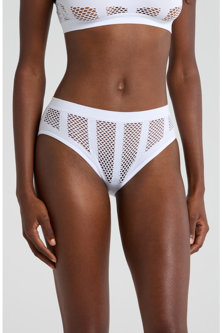 Shadow Play Fishnet Panties, Main, color, WHITE