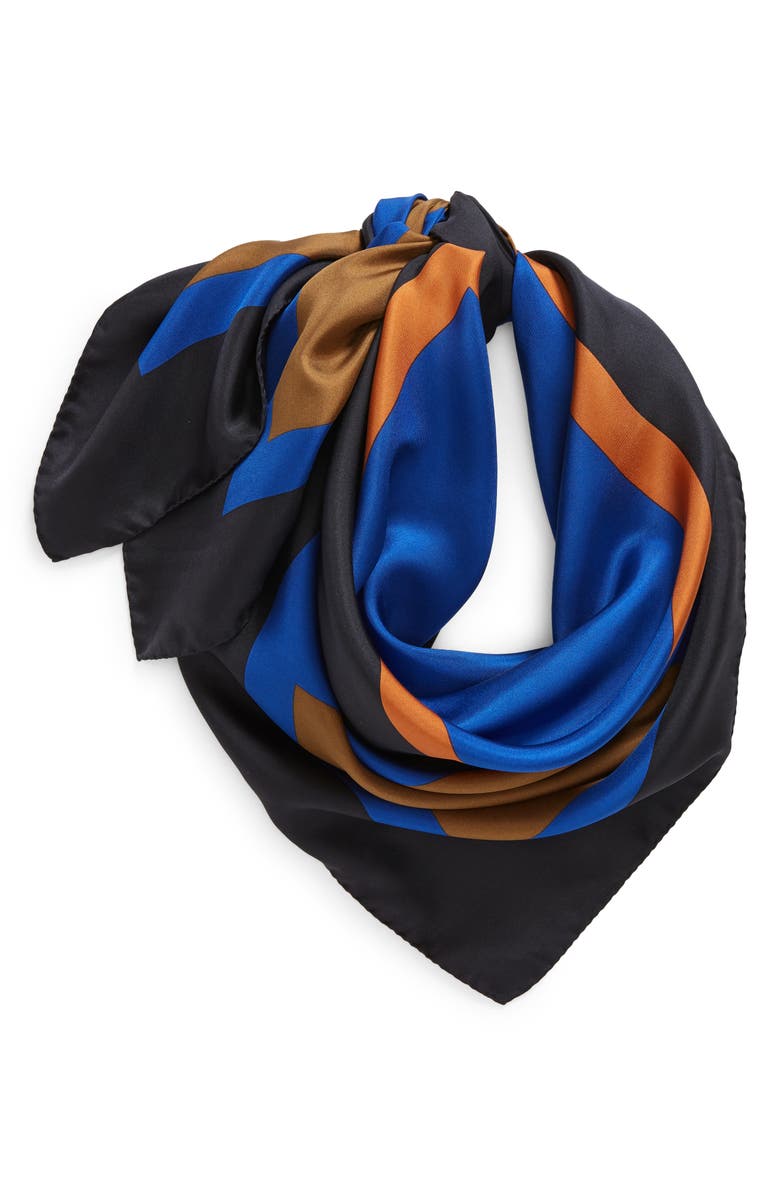 Saint Laurent Carre Forme Geo Print Silk Square Scarf, Alternate, color, 