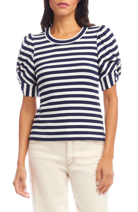 Stripe Twist Sleeve Shirt (Regular & Petite)