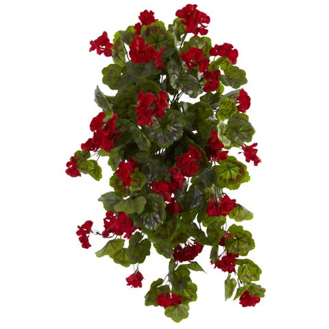 29-in UV Resistant Geranium Artificial Hanging Plant (Indoor/Outdoor) - Set of 2