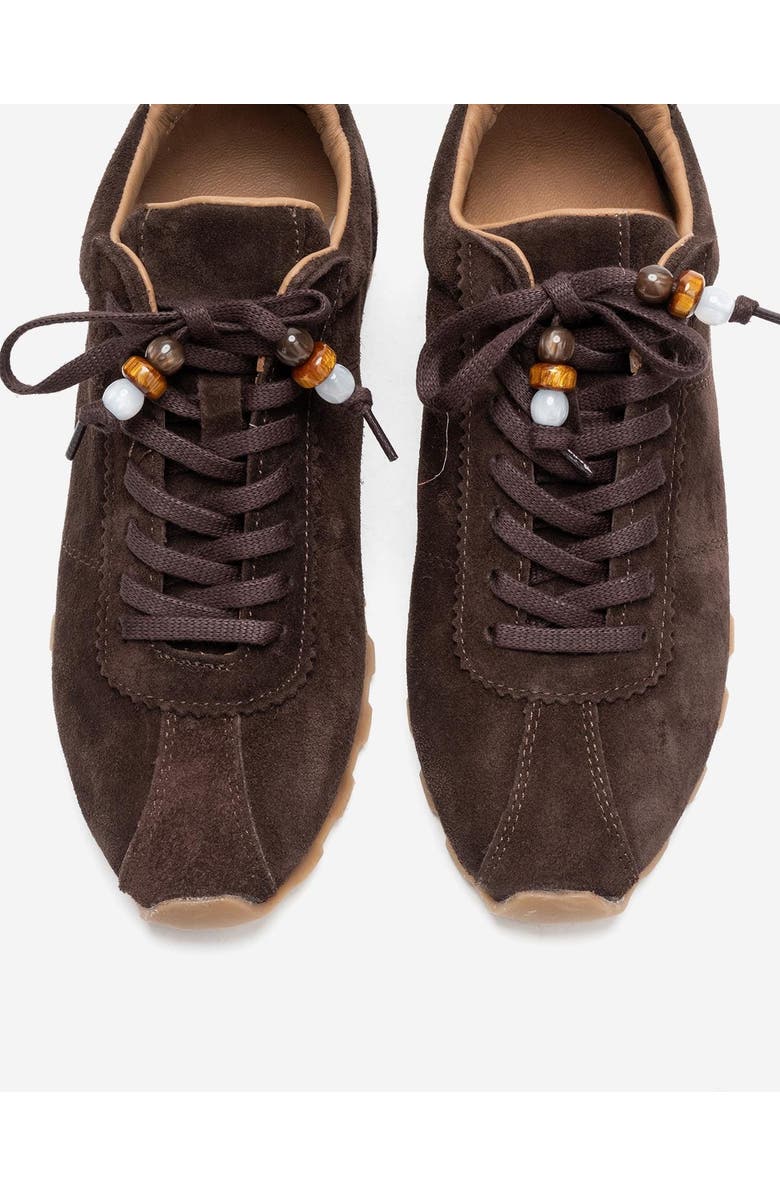 Forever & Always Shoes Brea Leather Embellished Sneaker, Alternate, color, Brown Suede