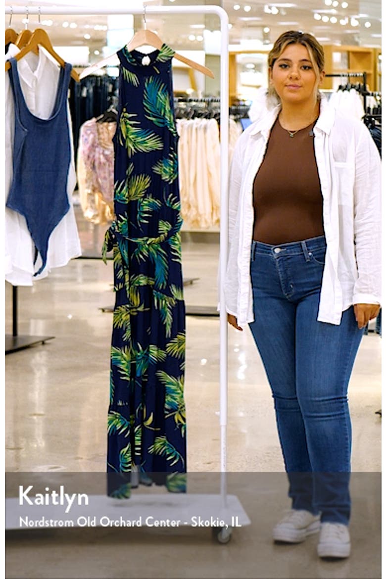 Palm Print Halter Neck Knit Maxi Dress video