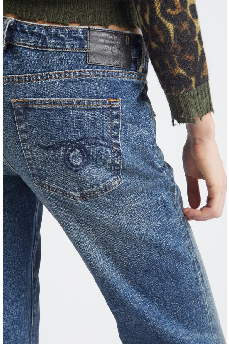 Overflow Boyfriend Flare Jeans, Alternate, color, MIRE BLUE STRETCH