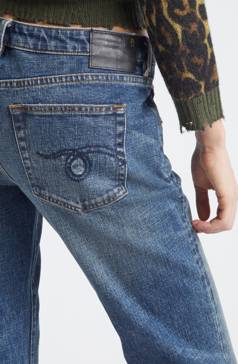 R13 Overflow Boyfriend Flare Jeans, Alternate, color, Mire Blue Stretch