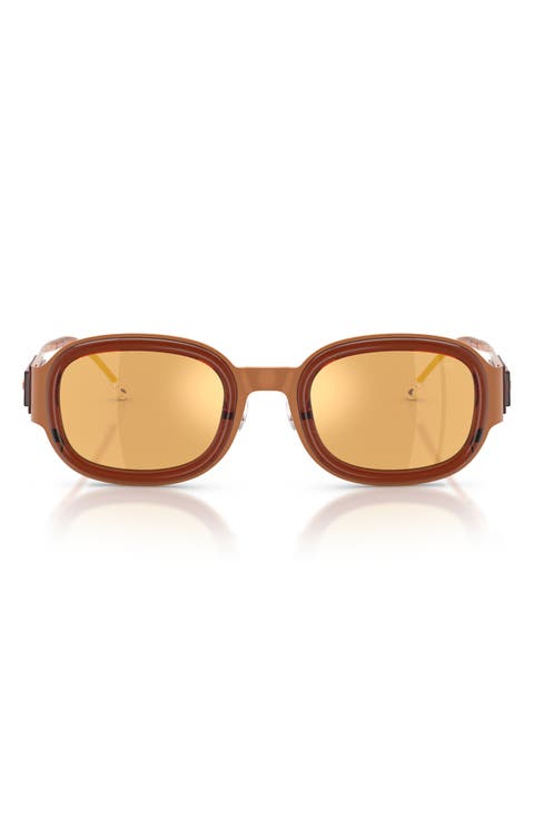 49mm Small Mirrored Square Sunglasses