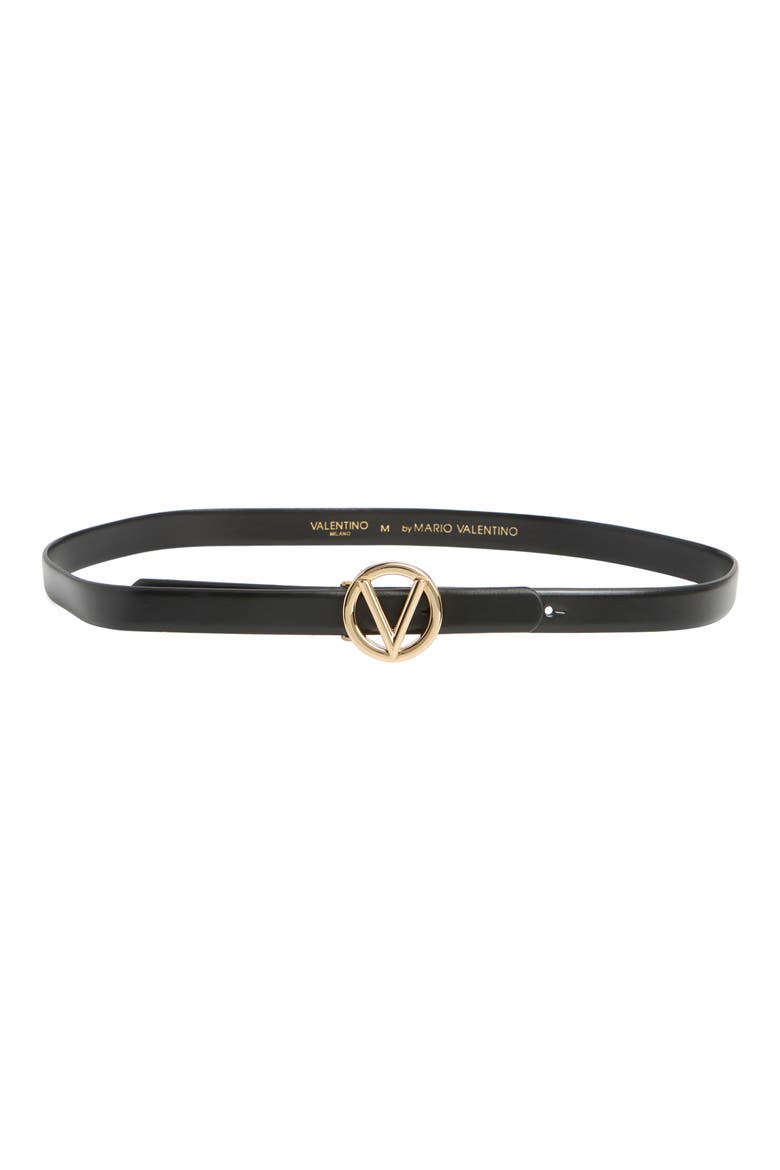 Baby Bombe VLOGO Leather Belt, Main, color, BLACK
