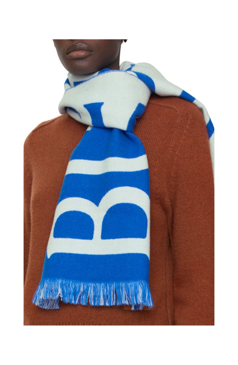 Burberry Logo Wool Scarf, Alternate, color, Knight