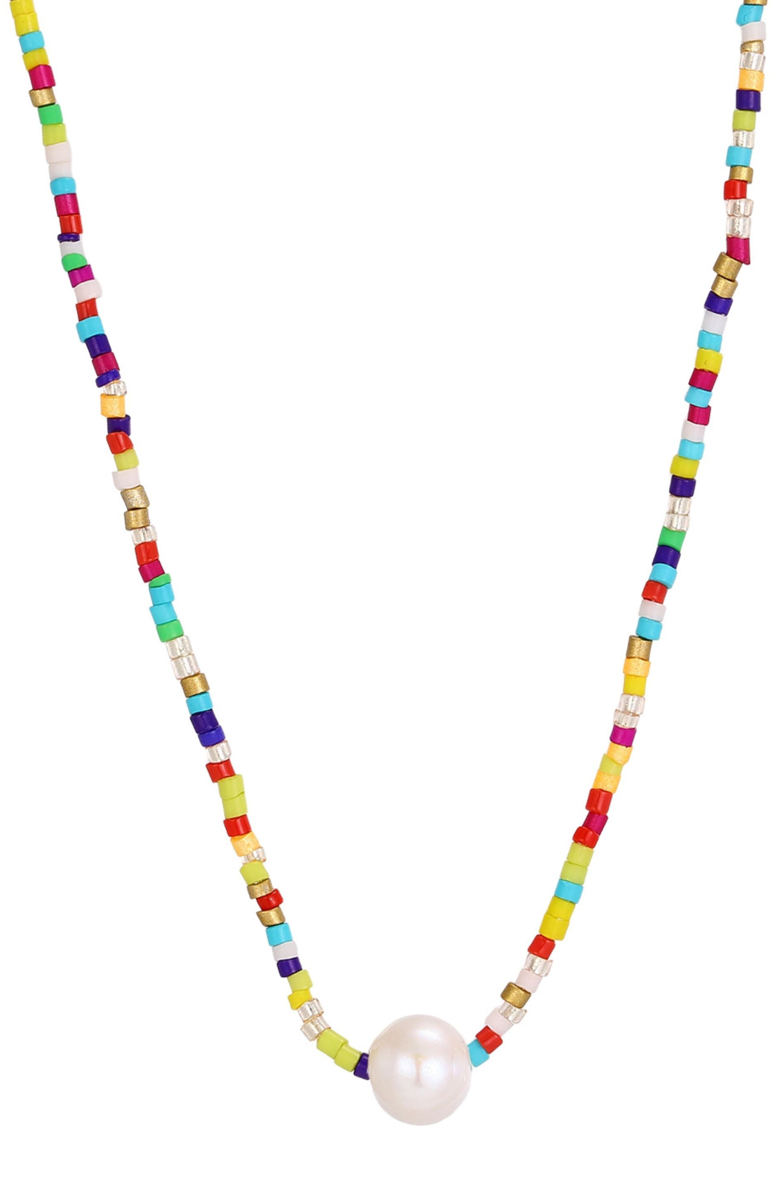Adornia Freshwater Pearl & Resin Bead Necklace