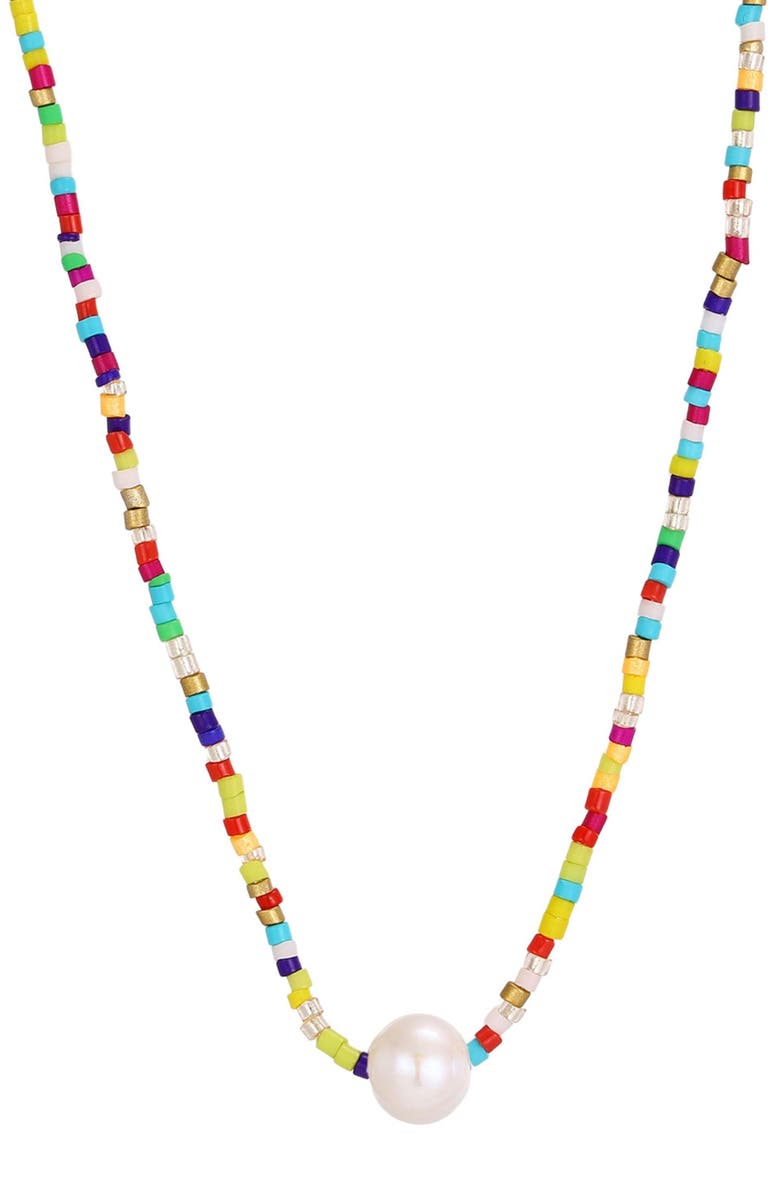 Adornia Freshwater Pearl & Resin Bead Necklace, Main, color, Multi