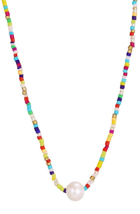 Freshwater Pearl & Resin Bead Necklace