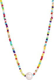 Adornia Freshwater Pearl & Resin Bead Necklace