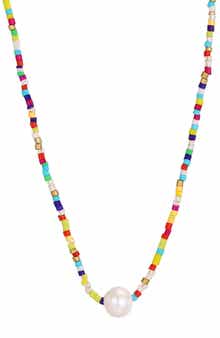 Adornia Freshwater Pearl & Resin Bead Necklace